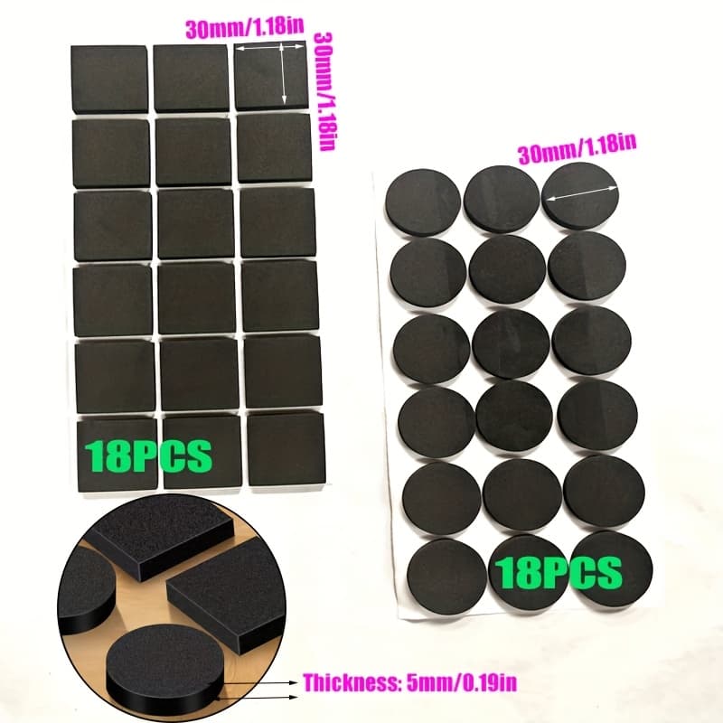 TEMU (36/72pcs Set) Eva Foam Self-adhesive Furniture Pads - Black Chair Leg Pads, Multi- & , Quiet, Non-slip & Scratch-resistant, Ideal For Protecting Hardwood And Laminate Floors