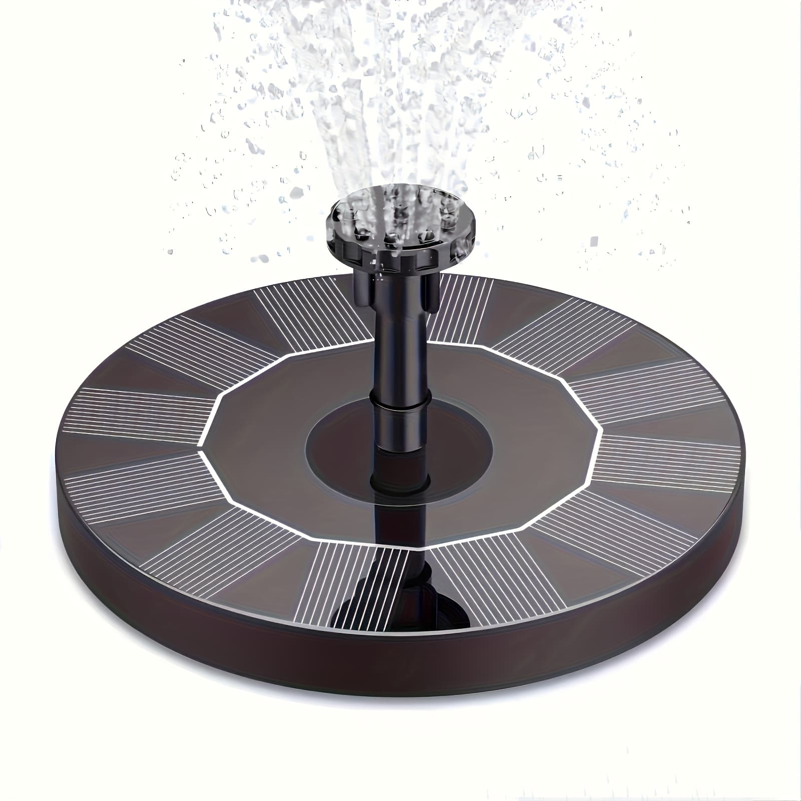 TEMU 5.5w Solar Fountain, Solar Bird Bath Fountain With 6 Nozzles, Solar Floating Fountain Pump Suitable For Bird Bath, Fish Tank, Pond, Garden And Outdoor, Pet Supplies, Bird Bath Tub
