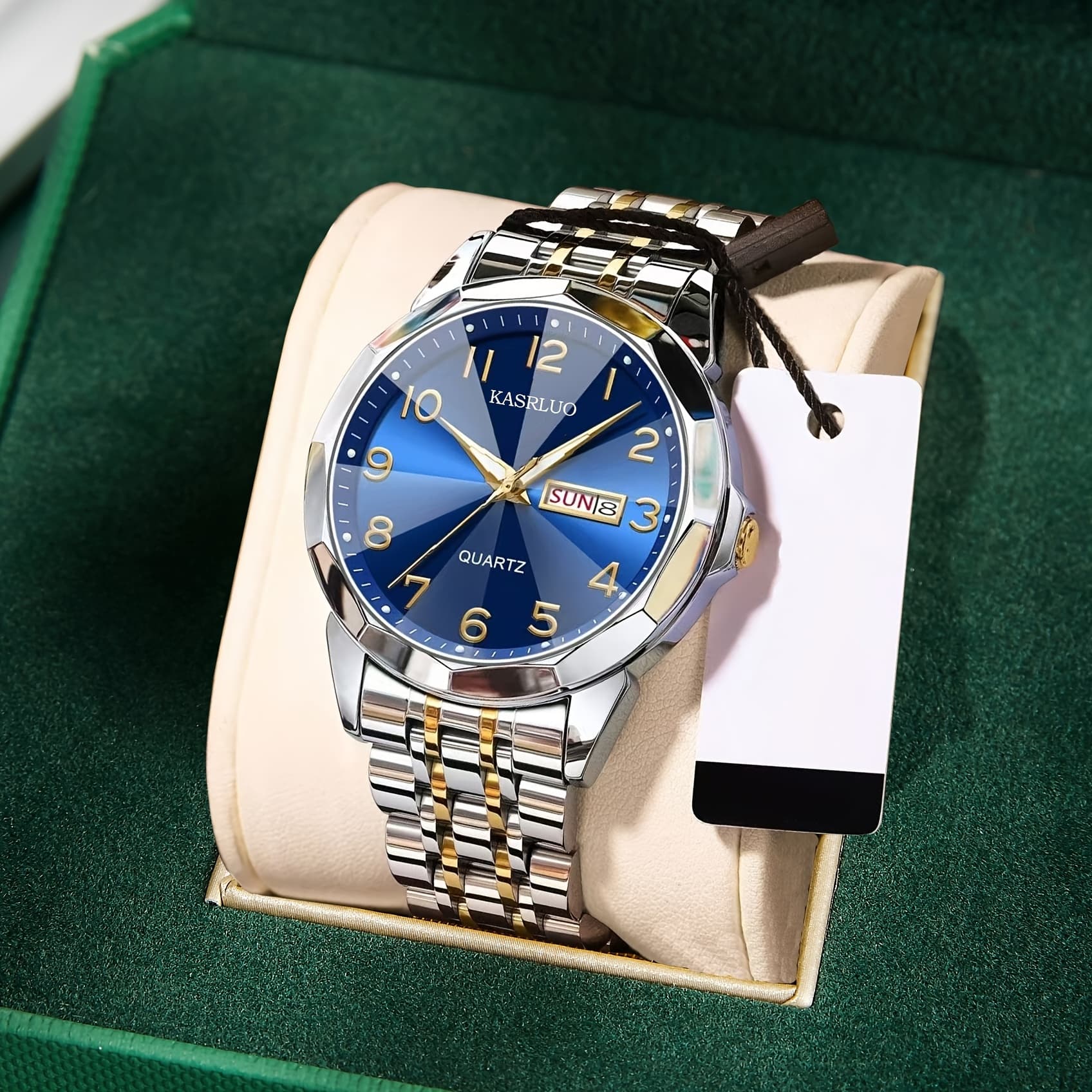 TEMU Men's Fashion Waterproof Double Calendar Quartz Wrist Watch