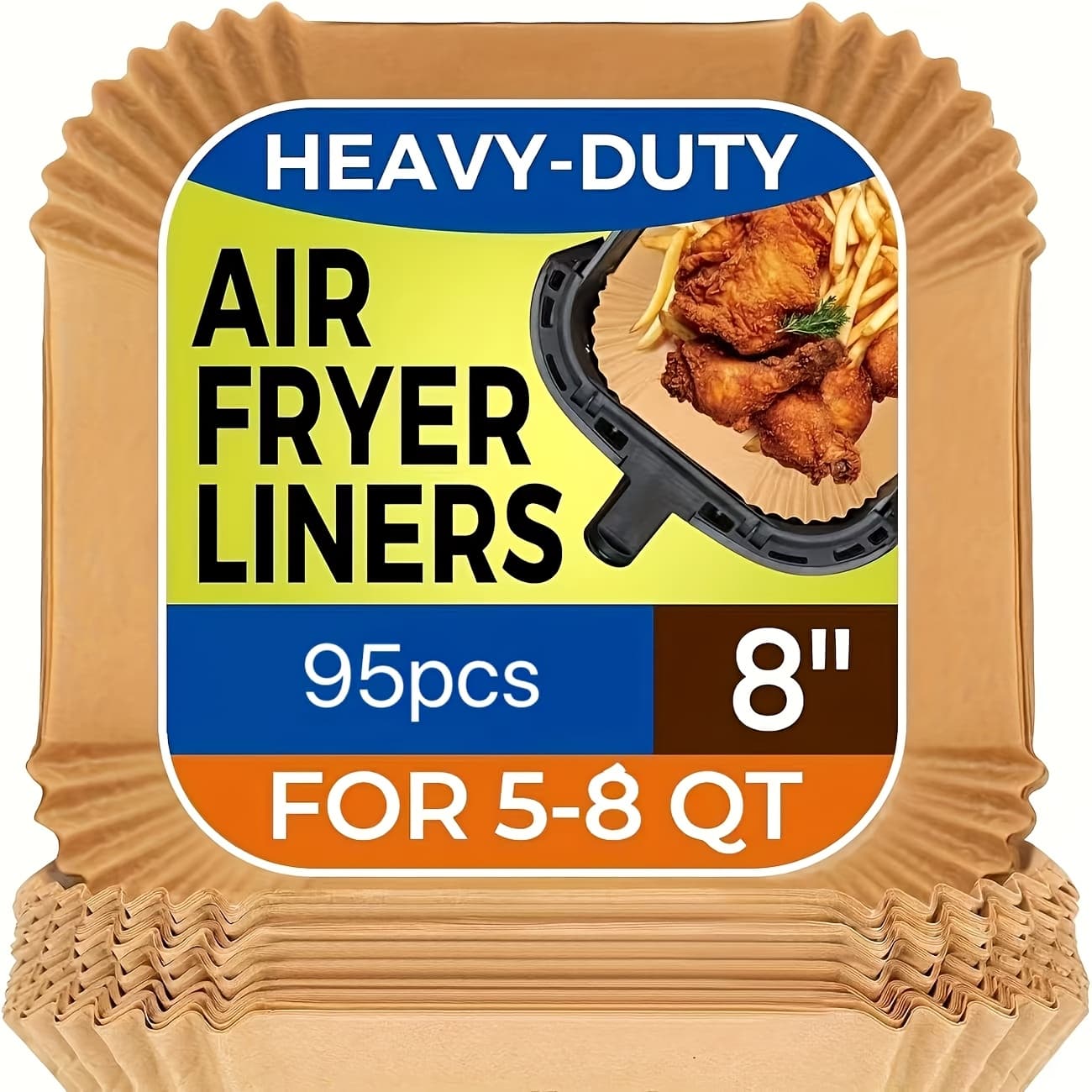 TEMU 95 Sheets Of Air Fryer Paper, Disposable Air Fryer Pads, Disposable Air Fryer Mats, 8-inch Unbleached Baking Paper, Suitable For 5-8qt Air Fryers, Baking & Microwaving