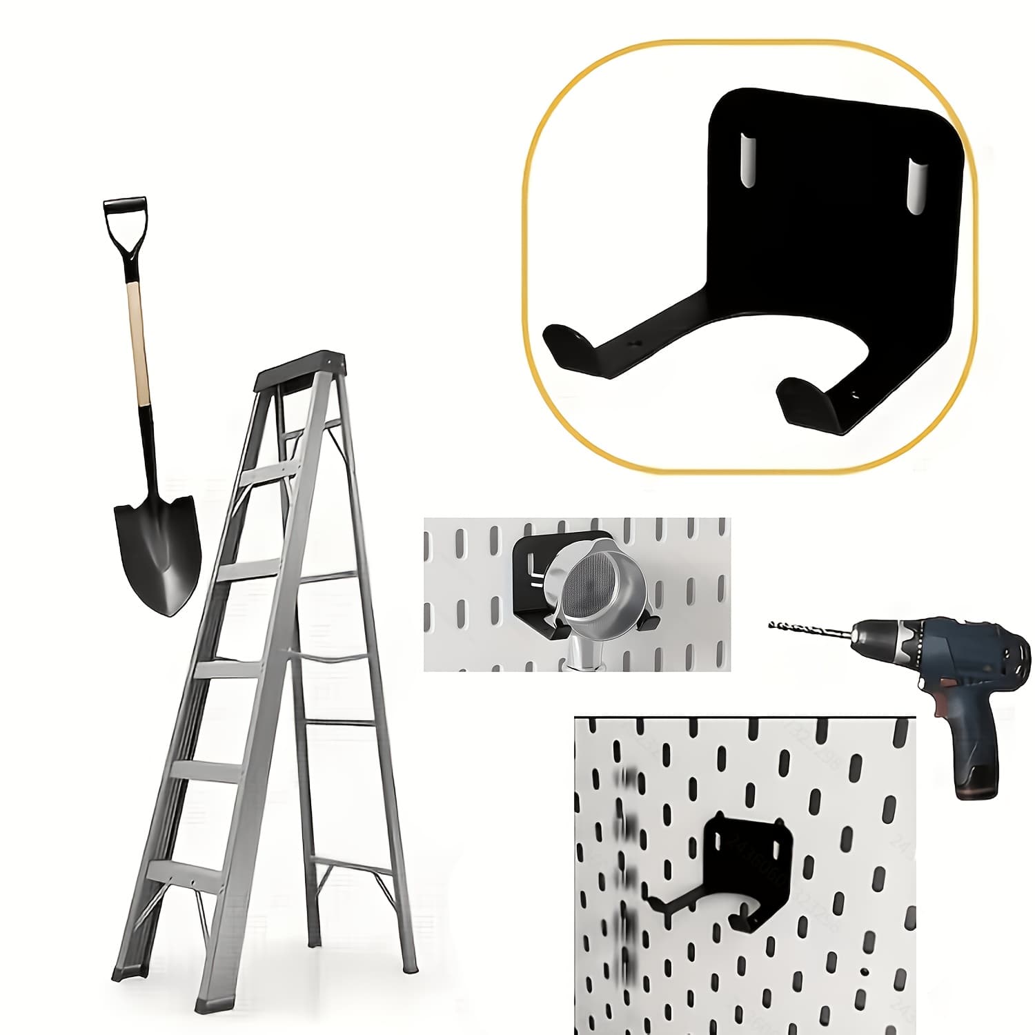 TEMU 1/2/3/4/6pcs Black Metal Wall-mounted Tool Hooks, 6cm Multi-functional Storage Hanger, Kitchen And Bathroom Tool Organizer Bracket