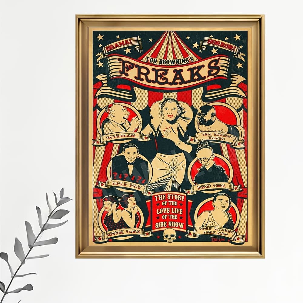 TEMU 2d Flat, 2d Flat, A Canvas Print Showcasing A Retro Circus Horror Theme, Ideal For Home Decor. This Unframed Fabric Poster A Flair To Your Office, Living Room, Or Bedroom, And Is From Cloth