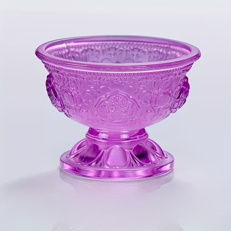 TEMU 1pc, Crystal Glass Enamel Multicolor Bowl, Water Bowl, Butter Lamp Base Ornament, Candle Tray, Creative Ornament, Pattern (non-food Contact)