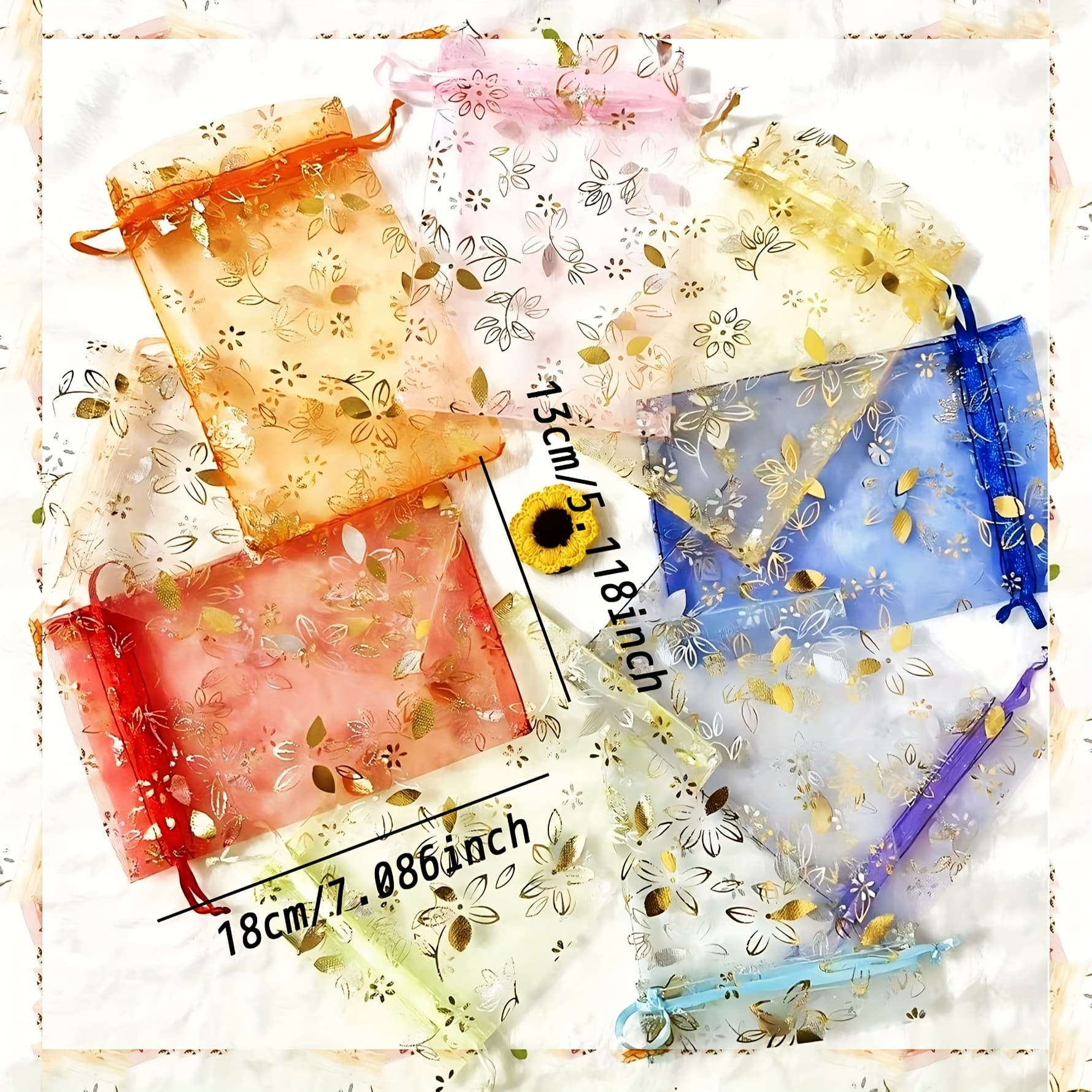 TEMU 30pcs/50pcs/100pcs Small Medium Large Assorted Mixed Colors Flower Organza Gift Bags Bulk Wedding Party Favors Jewelry Gift Pouches Christmas Jewellery Pouch, Gift Wrap Storage