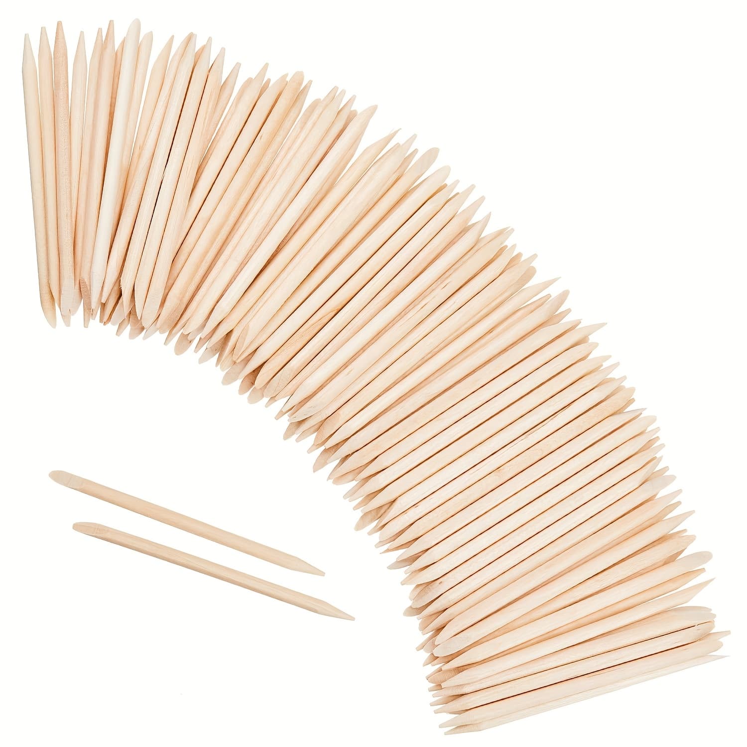 TEMU 500pcs Nail Sticks 4.53 Inch Double Sided Wood Cuticle Pusher Remover Manicure Pedicure Tool For Home And Salon