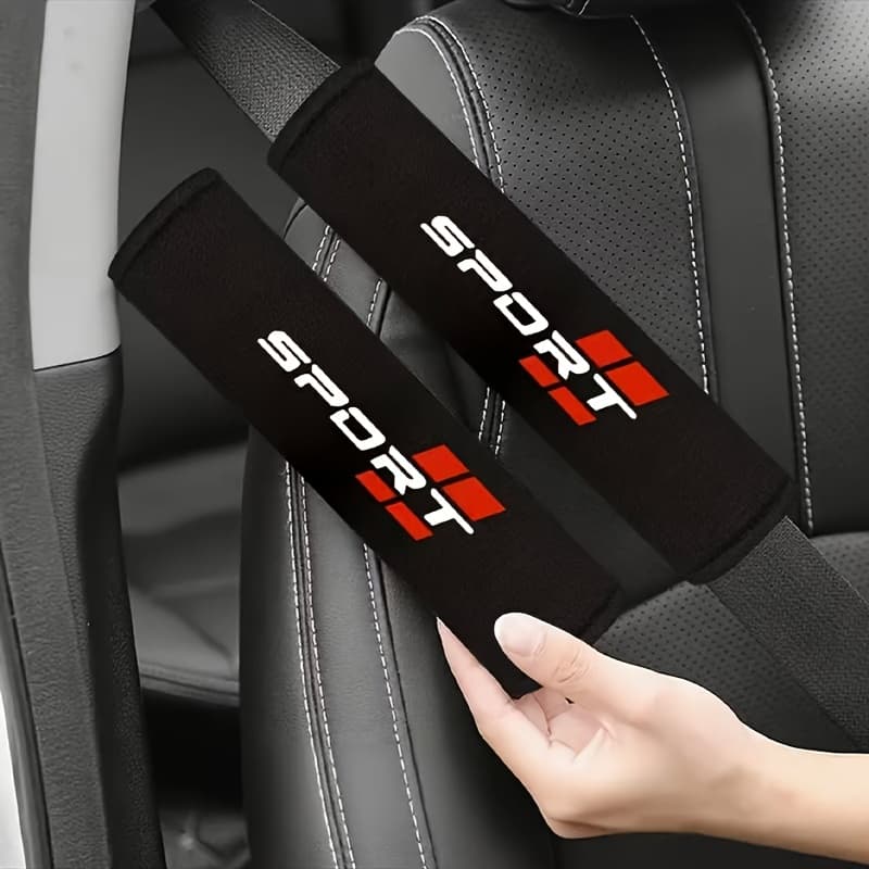 TEMU 2pcs Seat Belt Shoulder Pads - Fashionable Sporty Design, Soft And Comfortable Cover For And Ride , , Breathable Fabric, Essential For Daily Commuting