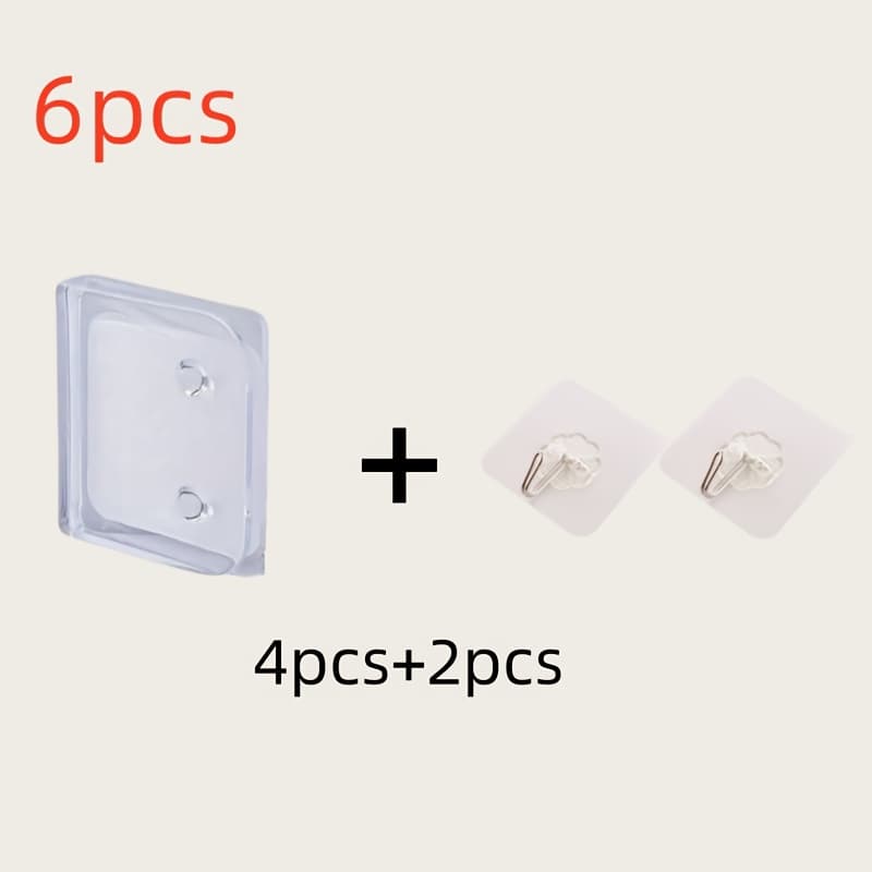 TEMU 6pcs Multi-functional Curtain Clips - Transparent Plastic, No Power Needed - Perfect For Bathroom And Kitchen Use