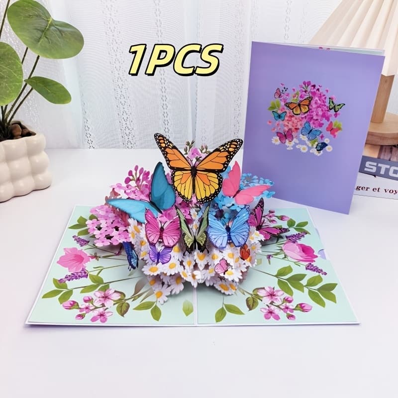 TEMU A Flower Birthday Card With 3d Pop-, Featuring A Flower With A Note Card And Envelope. Perfect For , Anniversaries, Thanksgiving, Birthday Parties, Holiday Greetings, Daily Wishes, And Spring.