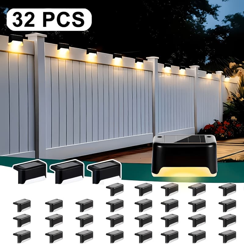 TEMU 16/32pcs Solar Led Deck Lamps Auto , 12h Lighting For Outdoor Stairs, Fences &, Warm White Light, , Ideal For Commercial Spaces Like Malls, Hotels, And Libraries, Outdoor Solar Lights