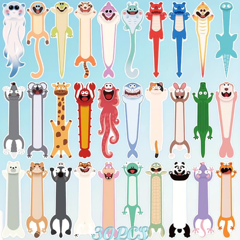 TEMU 30 Cartoon Animal Bookmarks Creative Funny Cute Cartoon School Supplies Decoration Message Marking Cards