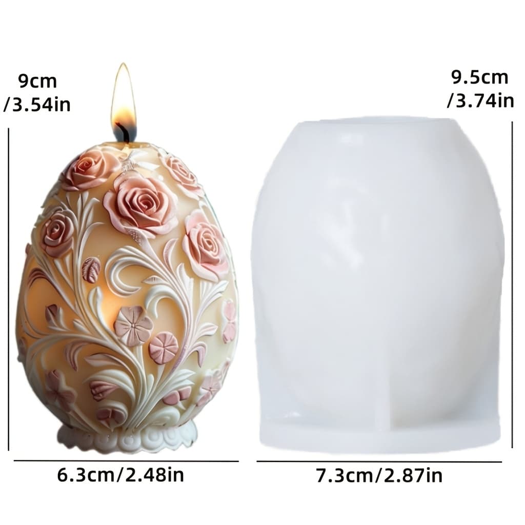 TEMU Resin Casting Molds Egg Candle Silicone Mold Rose Embossed Egg Candle Mold Easter Egg Plaster Resin Mold Rose Egg Easter Gift