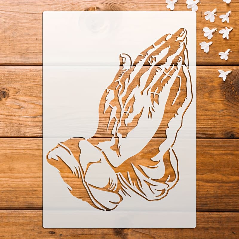TEMU 1pc Large Hands Stencil Template - Washable & Reusable Diy Craft Board With Hands Design For Scrapbooking, Card Making, Embossing, Framed Art - For , Paper Crafts, Card (11.7"x8.3")