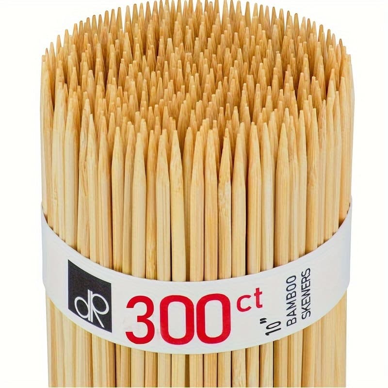 TEMU 10" Natural Bamboo Skewers Sticks, 300 Wood Skewers For Grilling, Bbq, , Appetizers, Fruits, Smores, Cocktail, , Fondue Sticks, Barbeque, Diy Crafting