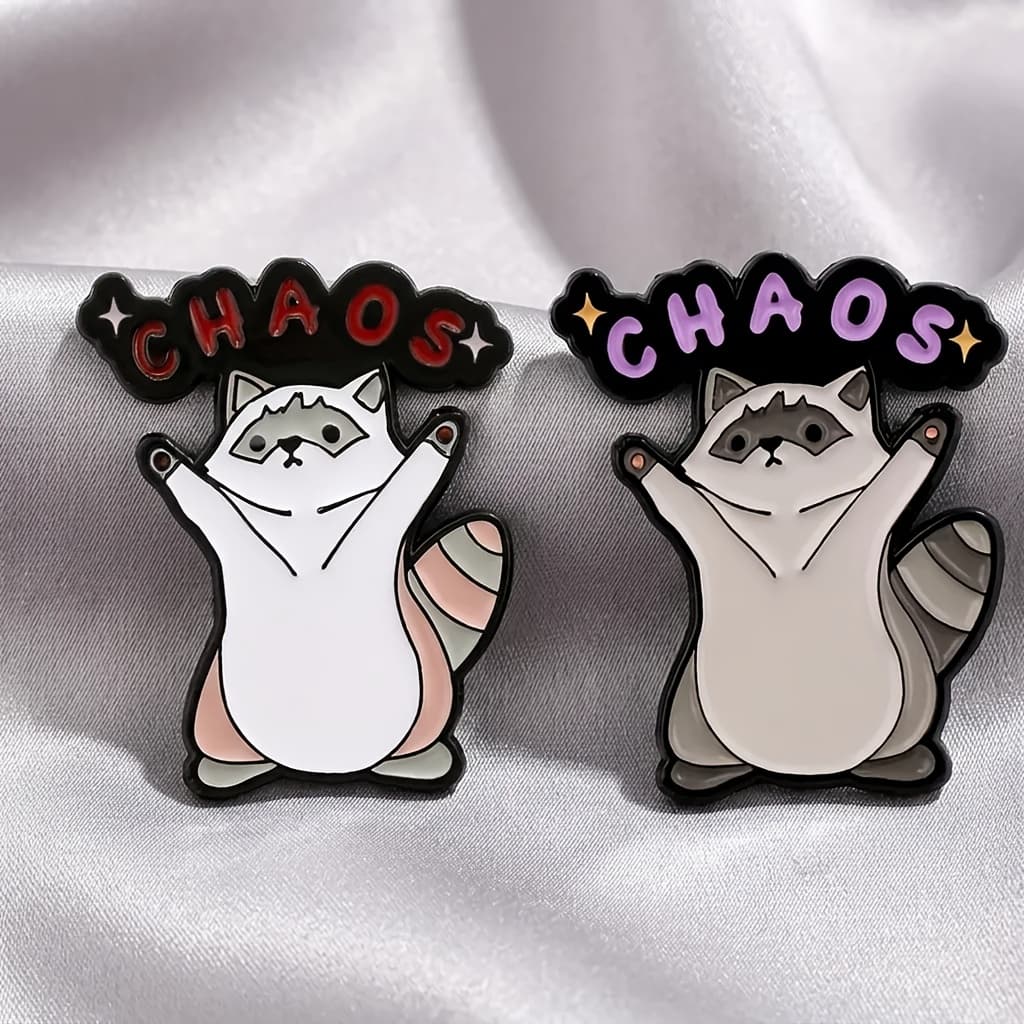 TEMU Raccoon "" Enamel Pins - Purple, White, And Brown Cartoon-style Alloy Brooches With Enamel Finish, Fun Backpack Accessories, Gift, Raccoon Gift, Backpack Decoration, , High-