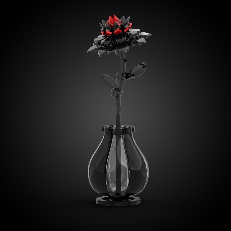 TEMU Moc Black Building Blocks With Vase - Peony Bouquet Model, 's Day Gift For Couples, & Desk Decoration Toy For Adults Kids, Compatible Bricks