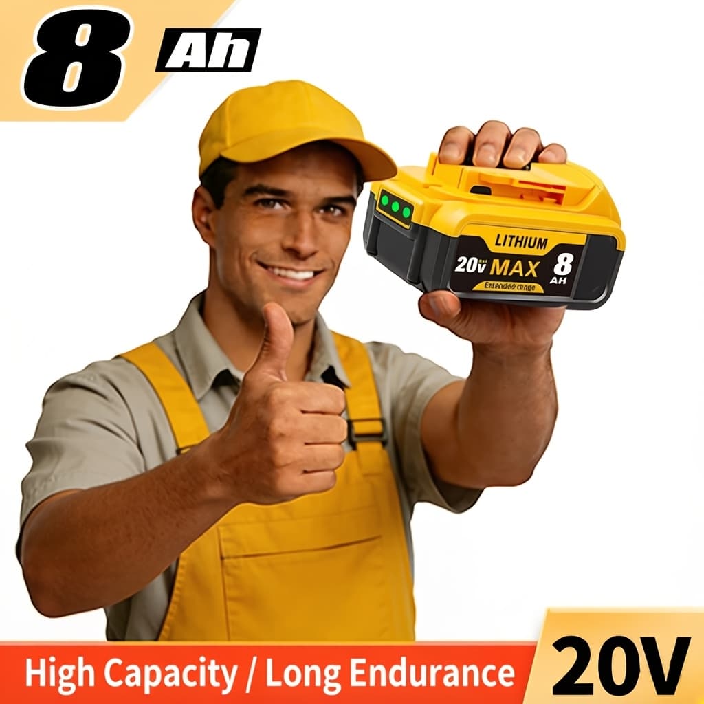 TEMU 1/2/3 Pack 8.0ah Replacement For 20v High-capacity Lithium-ion Batteries Compatible With Dcb200 Dcb201 Dcb203 Dcb207 Dcb206, Fits 20v Cordless Power Tools And