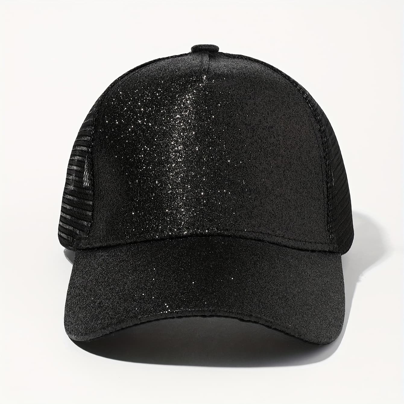 TEMU 1pc Women's Minimalist Glitter Decoration Baseball Mesh Suitable For Street Parties