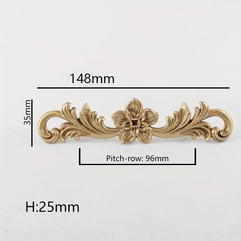 TEMU Brass Drawer Handle, Retro European Style, Neoclassical Handle, Handheld Wardrobe Door Handle