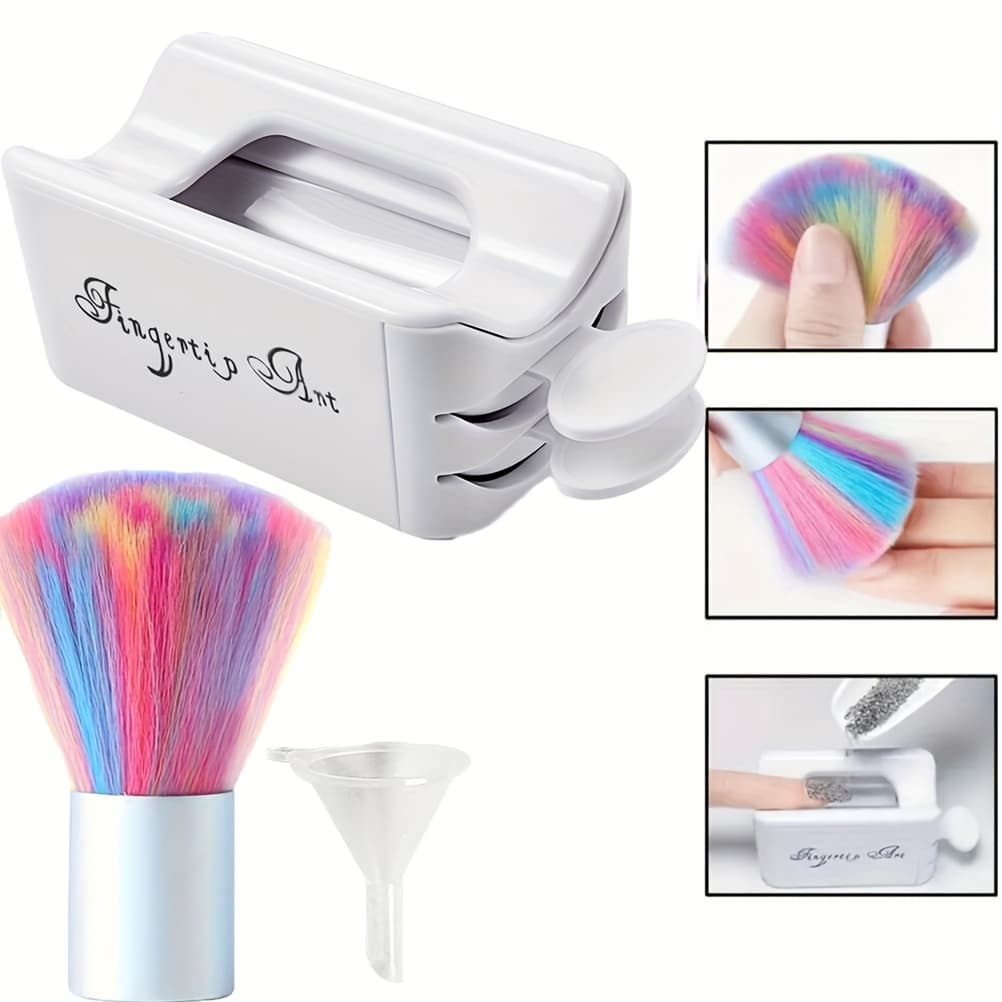 TEMU 2pcs Dip Powder Nail Kit With Recycling Tray Brush And Funnel Portable Manicure For Nail Art Makeup Tools