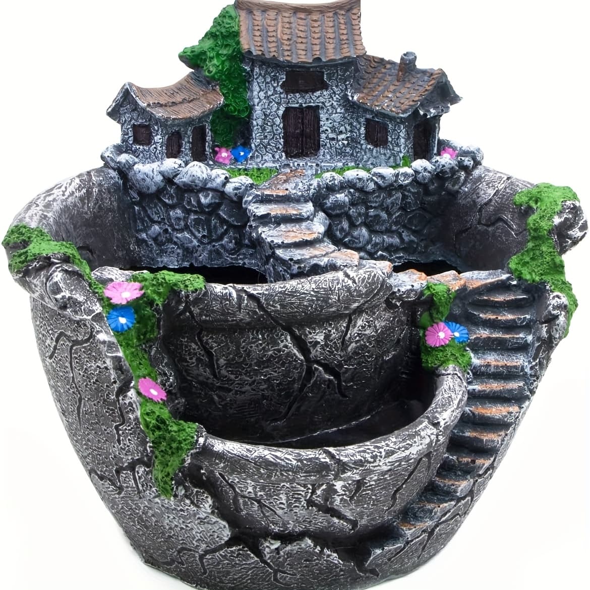 TEMU Fairy Garden Flower Pot, With Small And Creative Pot Design, Used For Succulent Plants, Fairy Plants, And Hanging With Succulent Plants (two Colors Optional) Gardening Gift Home Decor