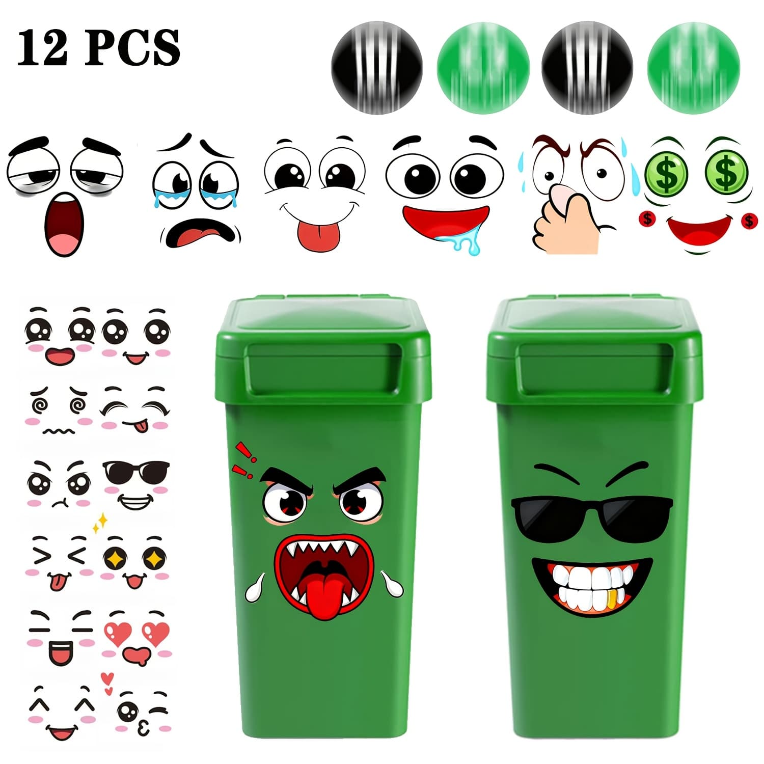 TEMU 12 Pack Funny Trash Stickers- 11.8in X 11.8in Cute Toilet Lid Decal Sticker, Adhesive Cartoon Sticker For Kitchen Fridge Bucket, Decorative Wall Stickers Indoor Outdoor, Christmas Decoration