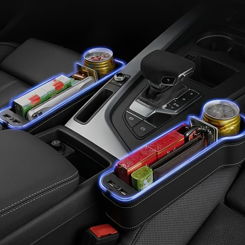 TEMU Car Seat Storage Box, Phone Holder Charger, Clutter Organizer, Car Seat Organizer With , Console Side Bag With Dual Usb Charging Ports, For Vehicle Interior Additions