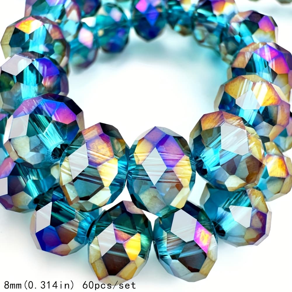 TEMU 110/80/60pcs 4/6/8 Mm Premium Lake Blue Semi-purple Iridescent Glass Beads With Hole Loose Beads Boutique Jewelry Making Handmade Bracelet Necklace Craft Supplies Beads & Bead Assortments
