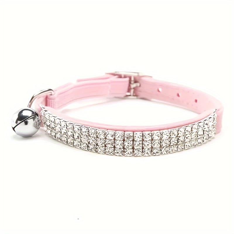 TEMU Soft Velvet Cat Collar With Jeweled Swivel Rhinestones And Bell, Sparkling Neck Collar, Adjustable And Safe