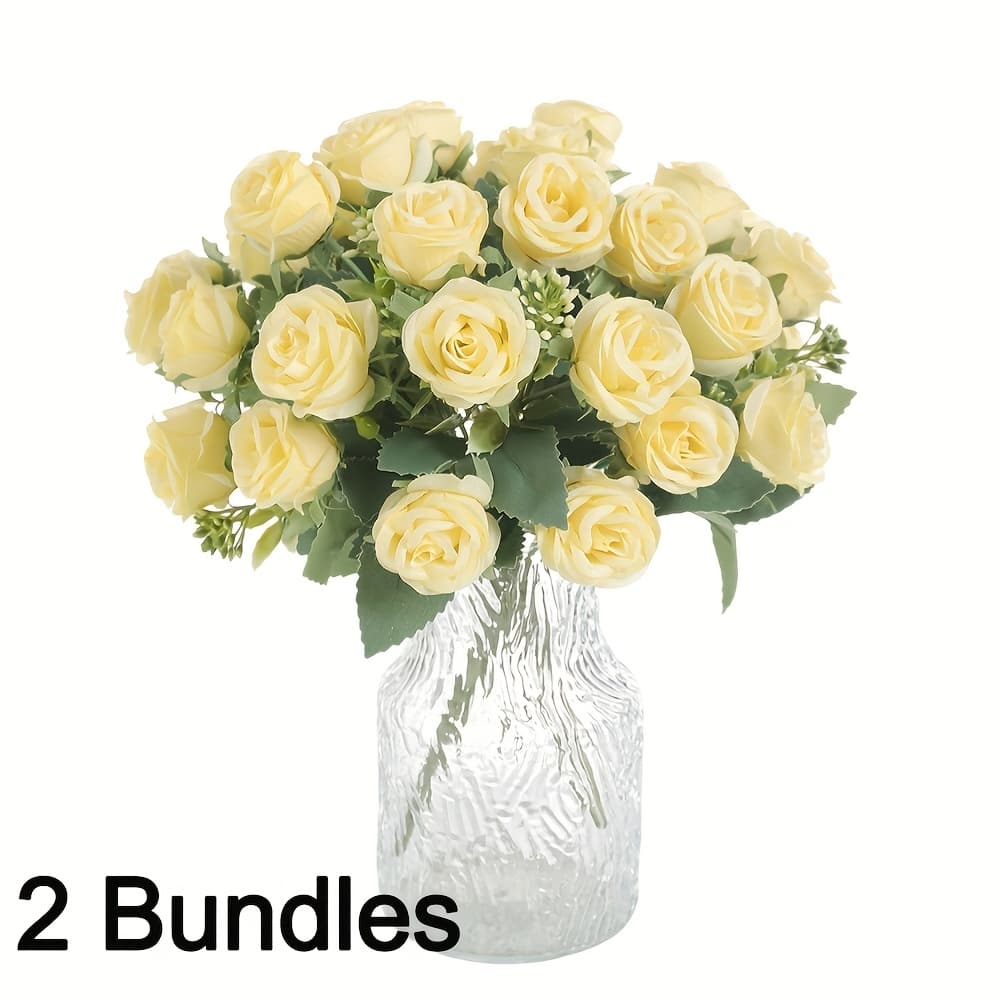 TEMU 2 Bunches 10-heads Valentines Artificial Rose Bouquet Silk Roses Flowers Bunches Bulk Fake Roses For Wedding Office Garden Parties Decoration