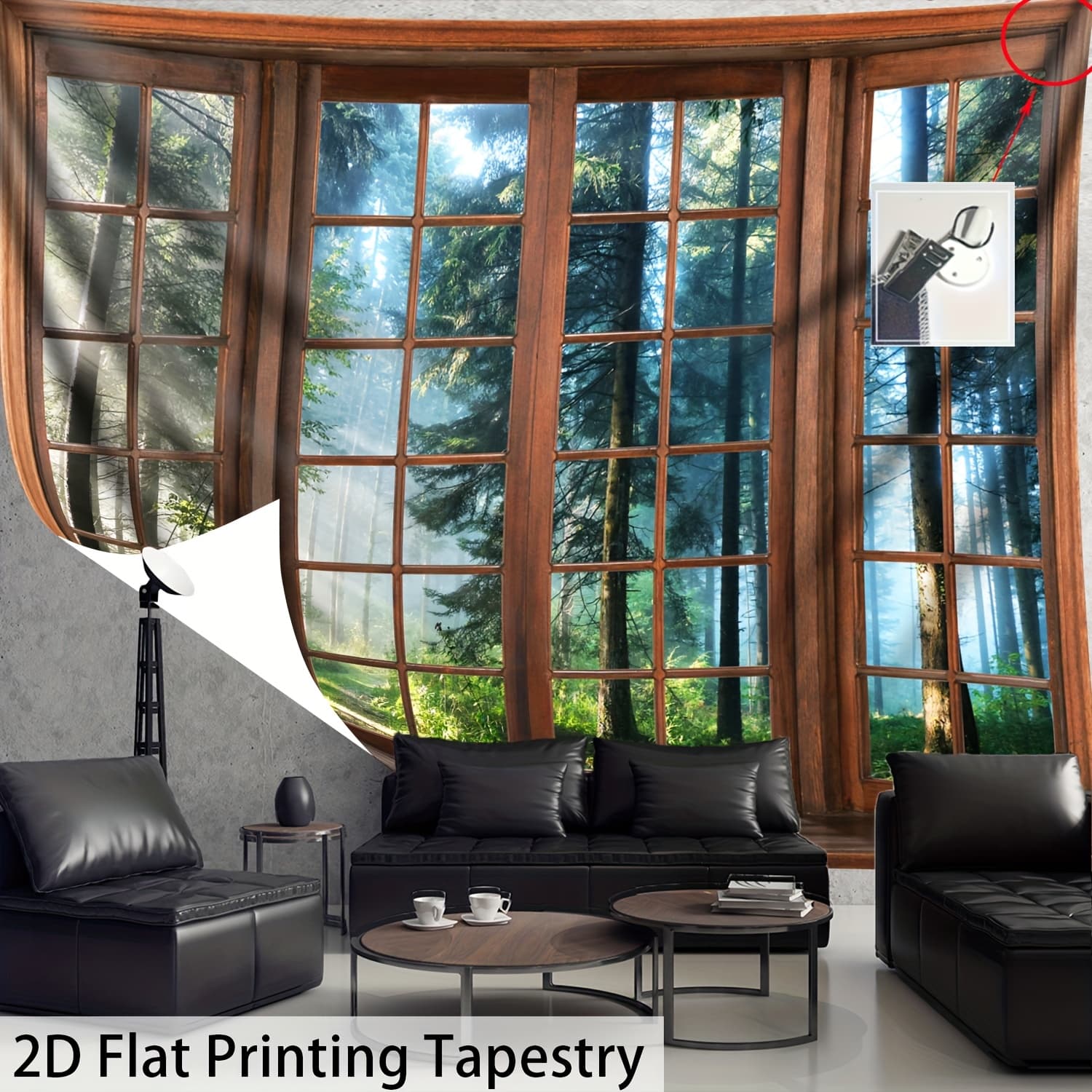 TEMU 2d Flat - [2d Flat Printing] 1pc - Ultra Large Size - Sunlight Penetrates The Landscape - Hd Digital Printing Huge Tapestry - Polyester - Home Decoration - With Free Hanging Clips