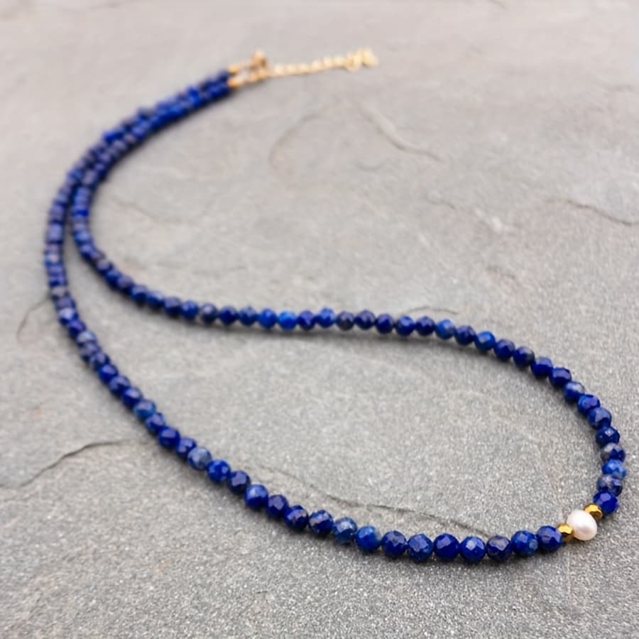 TEMU Elegant Lapis Necklace For Women - Natural Stone, Perfect Gift Idea - Elegant Jewelry With