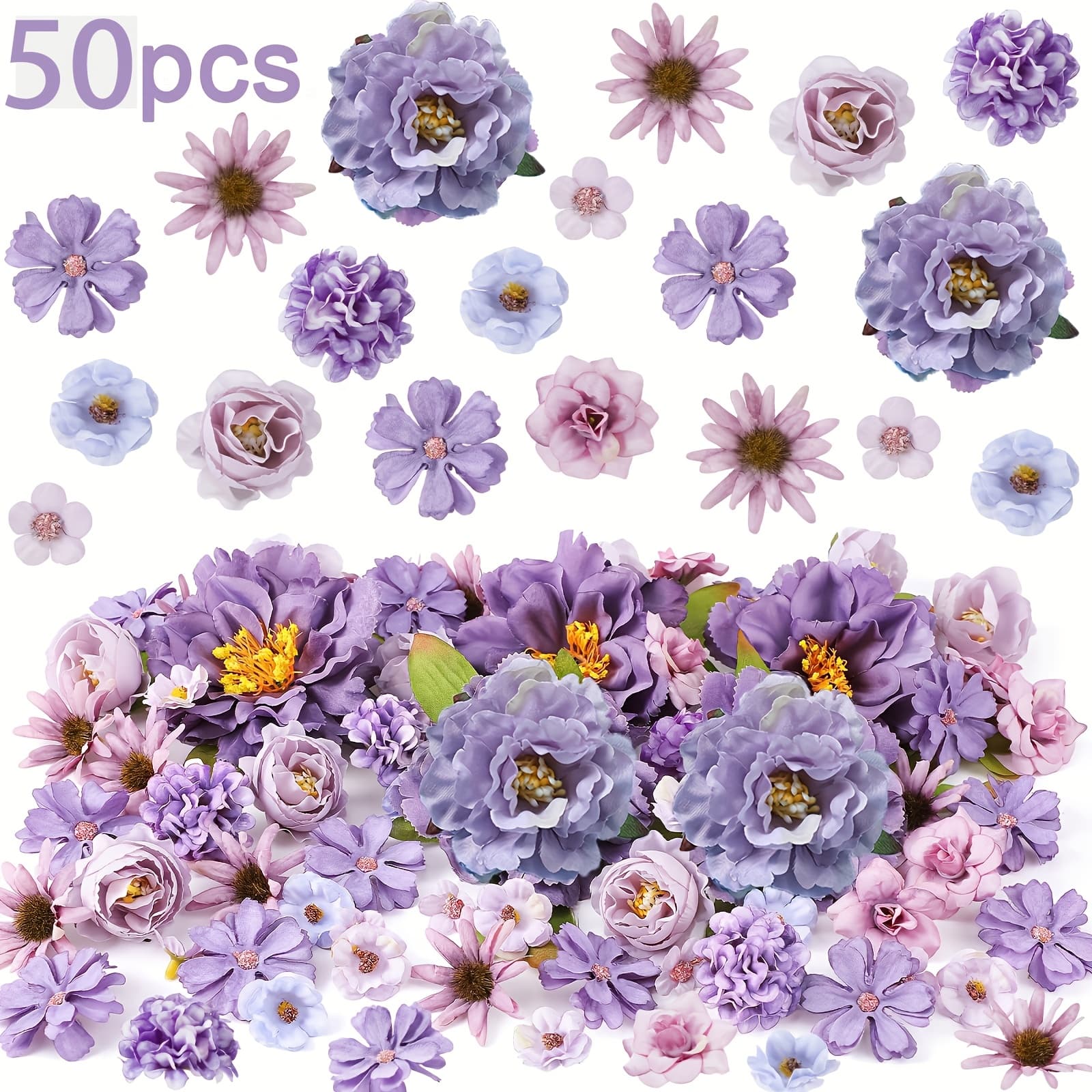 TEMU 25/50pcs Artificial Flowers Heads Mini Silk Fake Peony Flowers Multicolor Small Flower Heads For Wedding Home Decorations Party Craft Garland