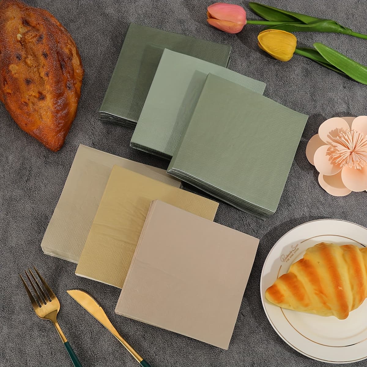 TEMU 120 Pieces, Six-color Elegant And Luxurious Printed Napkins, Folded Size 4.92*4.92 Inches, Perfectly Suitable For Restaurant Napkins, Party Napkins, Wedding Supplies, And Party Decoration Paper.