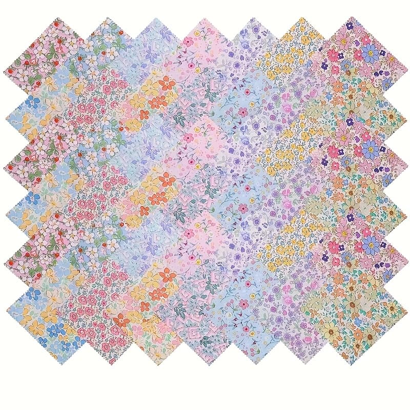 TEMU 42pcs Beautiful Handmade Floral Fabric Set, High-quality Quilting Cloth - Soft And Durable For Diy , Sewing, Dolls, Scrapbooking, Home . Ideal Craft Material, Perfect Gift For Artistic