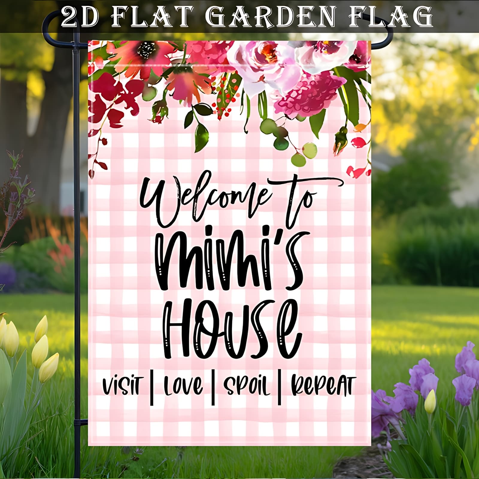 TEMU 2d Flat, 1pc And White Garden Flag, "welcome To " Design, Flat And Durable For Outdoor Home And Yard Decoration, 12x18 Inches, Flagpole Not Included, For Yard, Patio, And Home Decor, 2d Flat
