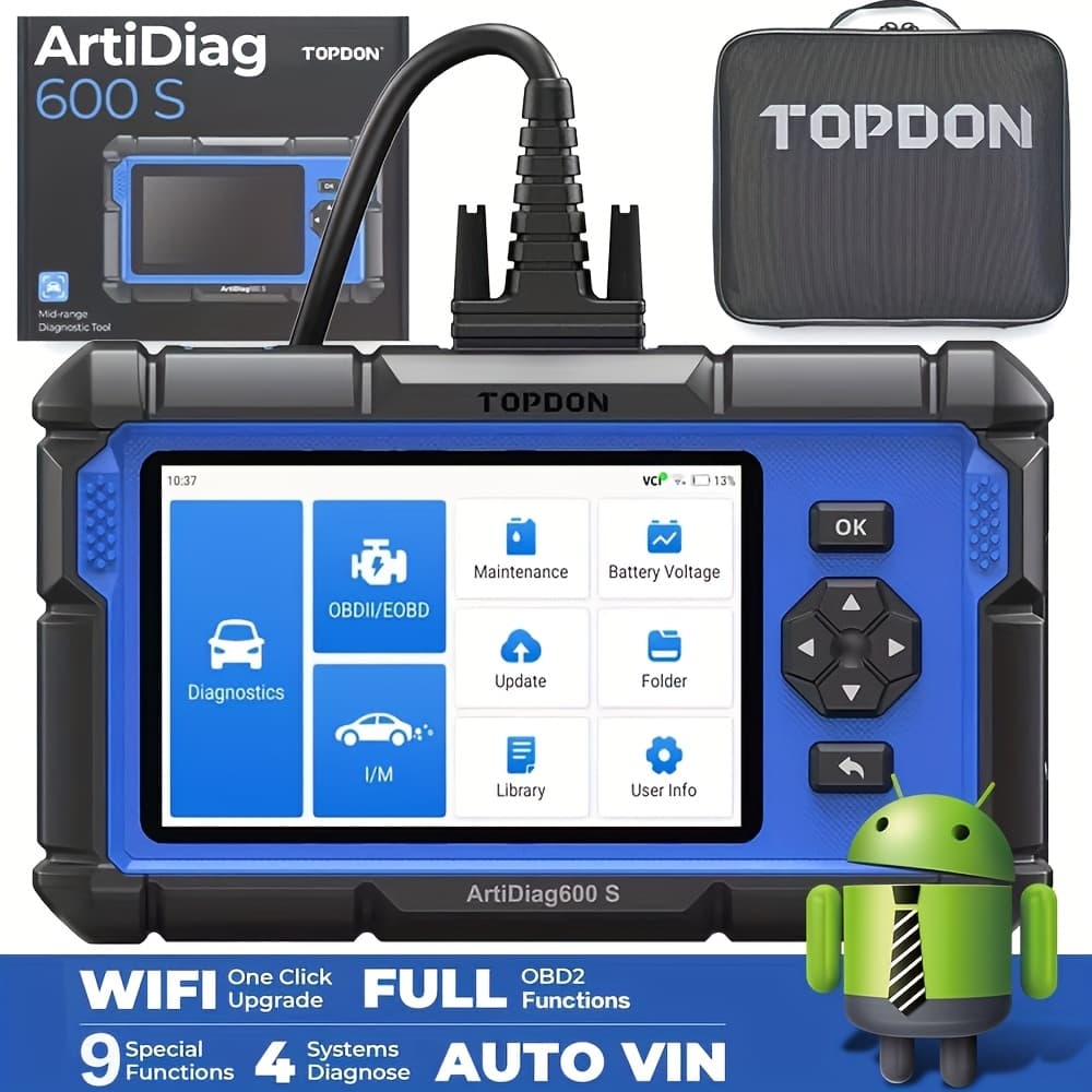 TEMU Topdon Ad600s Scanner Code Reader, Diagnostics Scanner For Abs/srs/at/engine, 9 Reset Services, Oil/brake/bms/sas/dpf/tpms/ets Reset/abs Bleeding/injector Coding, Free Upgrade, Without Battery