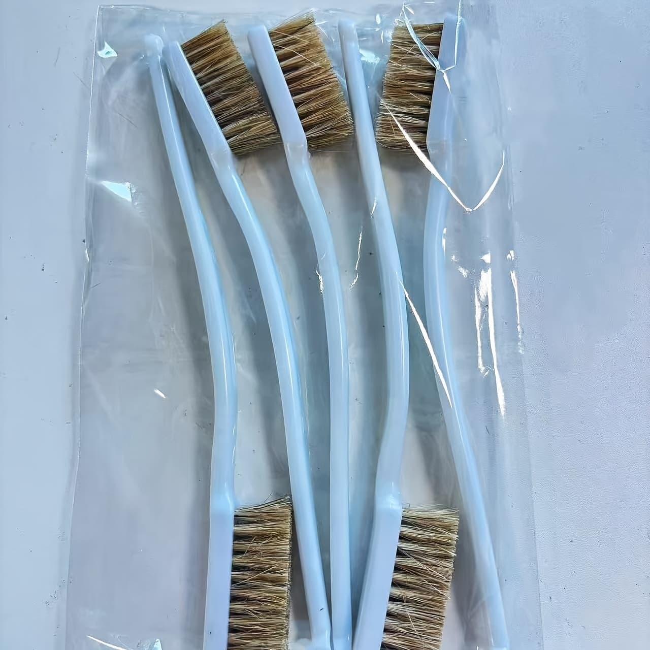 TEMU 5pcs 175mm Yellow Brushes, Mini Stationery Tool Brushes, Industrial Metal Polishing Burr Cleaning Brushes