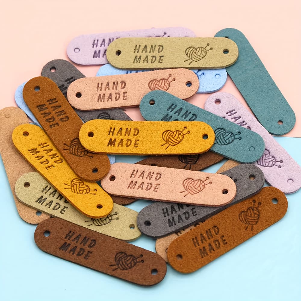 TEMU 20pcs Handmade Labels For Clothing Heart Tags Hand Made Label Hats Bags Garment Additions