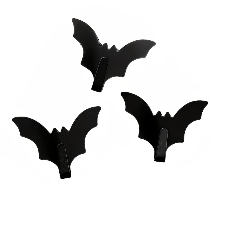 TEMU 3/5 Bat-shaped Hooks, No-drill Adhesive Hooks For Seamless Mounting, Suitable For Bathroom, Kitchen, Wall, Closet Storage, Holiday Decoration Hooks, Halloween Hooks, Utility Hooks