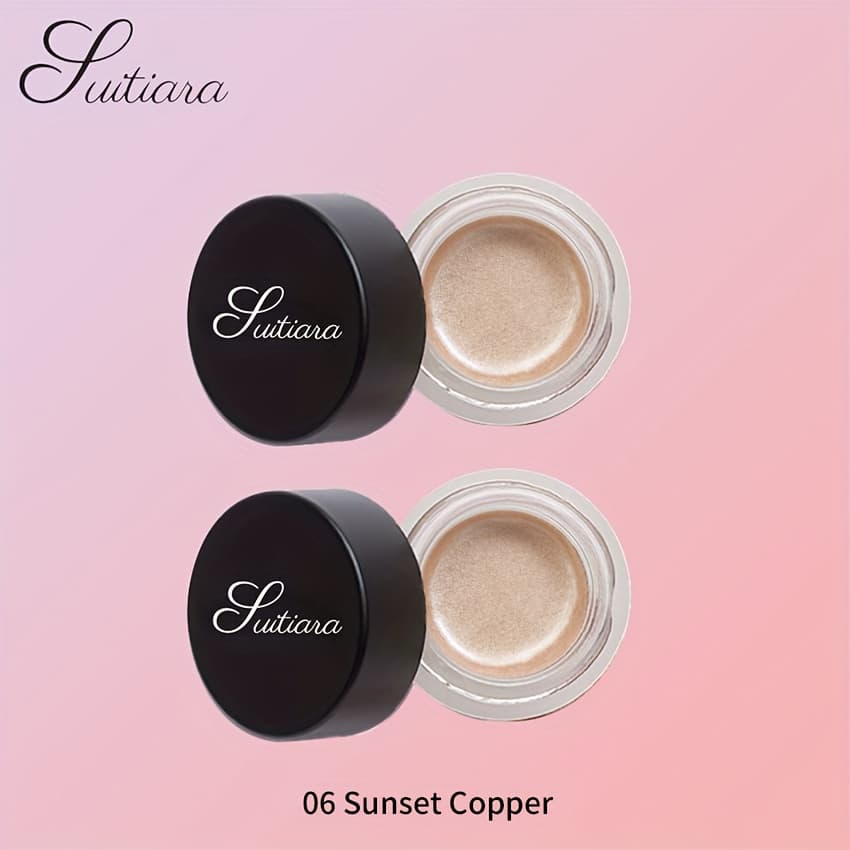 TEMU 2pcs Sunset Copper Jelly Eyeshadow | Bewitching Solo Shimmer Gel Formula | Silky Radiance, Non-fading , Waterproof, Long-lasting Sheer Luxury | Christmas & New Year’s Makeup, Women’s Eye Polish