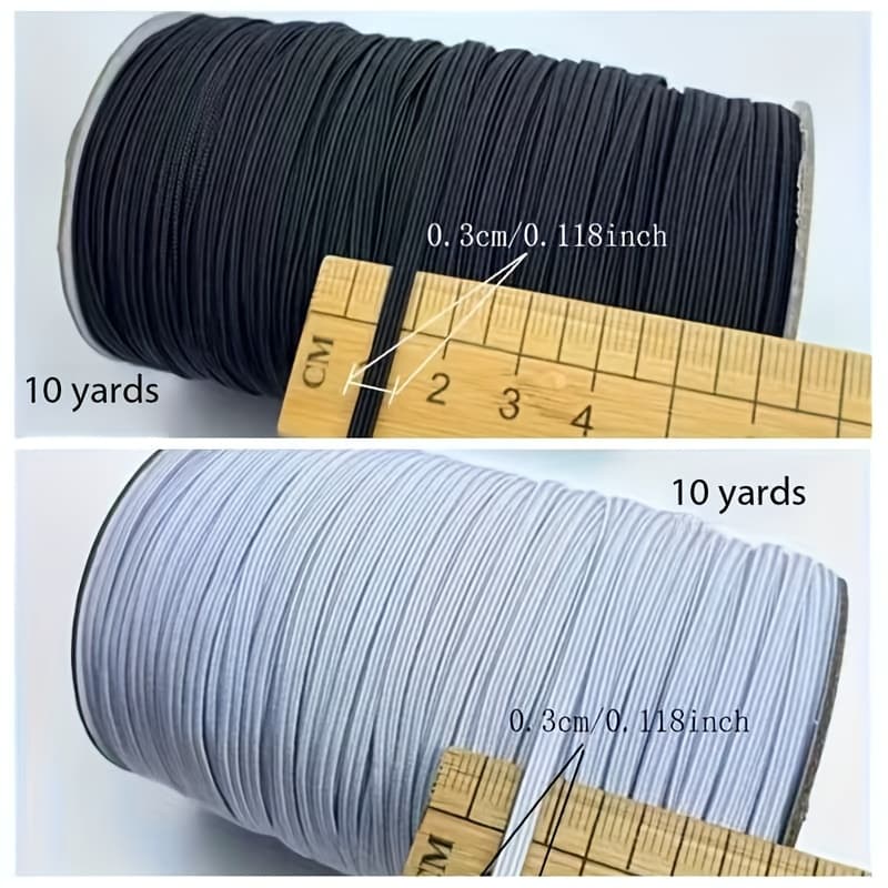 TEMU 20-yard Black And White Horse Elastic Ribbon, Flat Sleeve Cuff Garment Accessory, Handmade Diy High-stretch Elastic Band