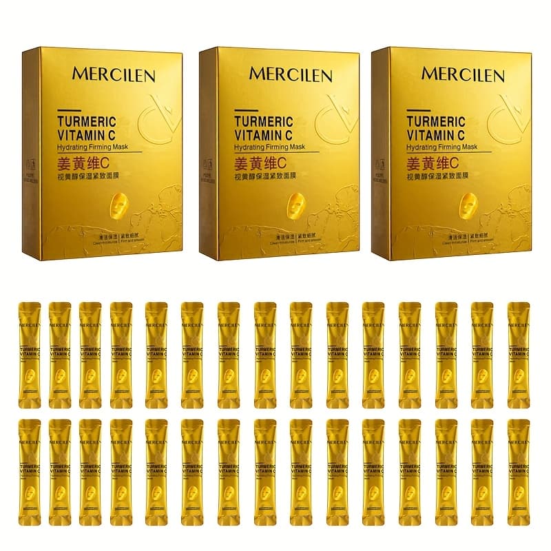 TEMU Mercilen Turmeric Vitamin C Hydrating Firming Mask, Unisex-adult, Moisturizing, Alcohol-free, Suitable For Normal & , Plant-based Squalane, Skincare