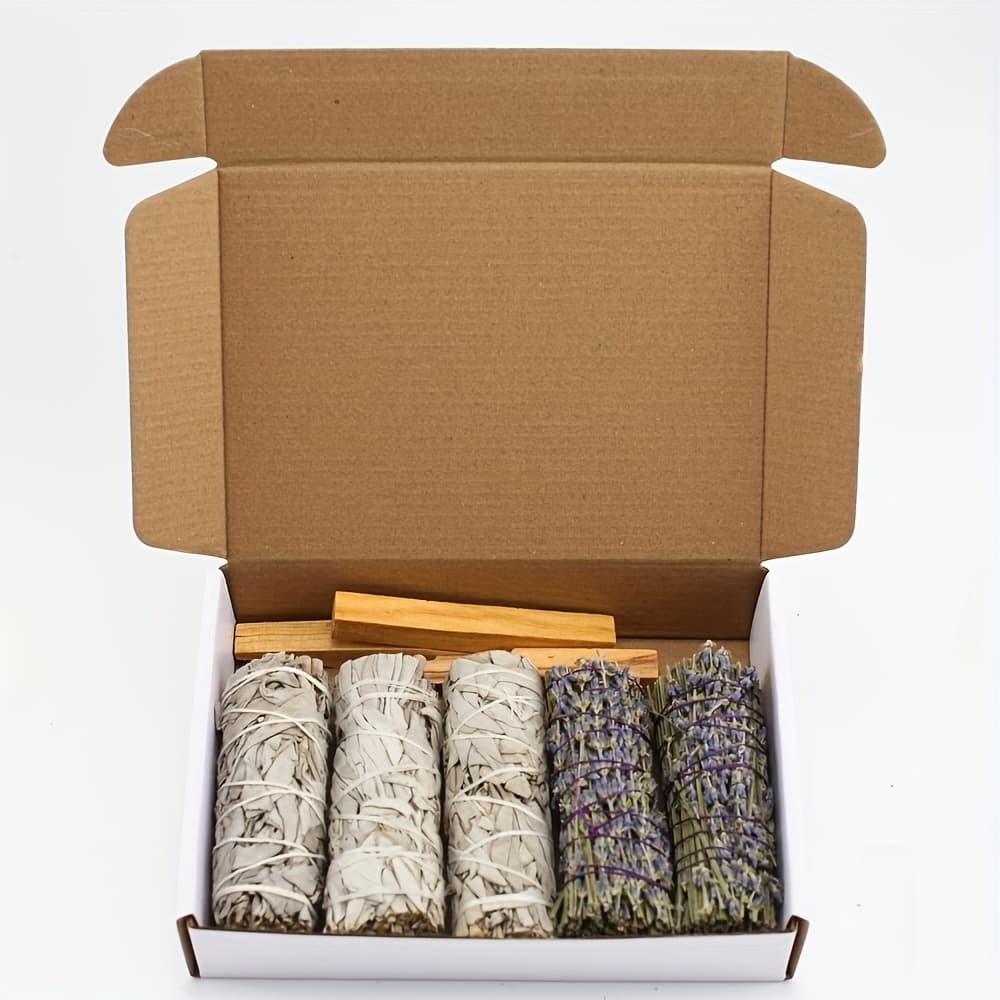 TEMU Lavender, And Peruvian Wood Sticks Set - Hand-tied, Natural Cleansing Bundle For Meditation And Ambiance - Ideal Gift For Mindfulness And Spiritual Practice