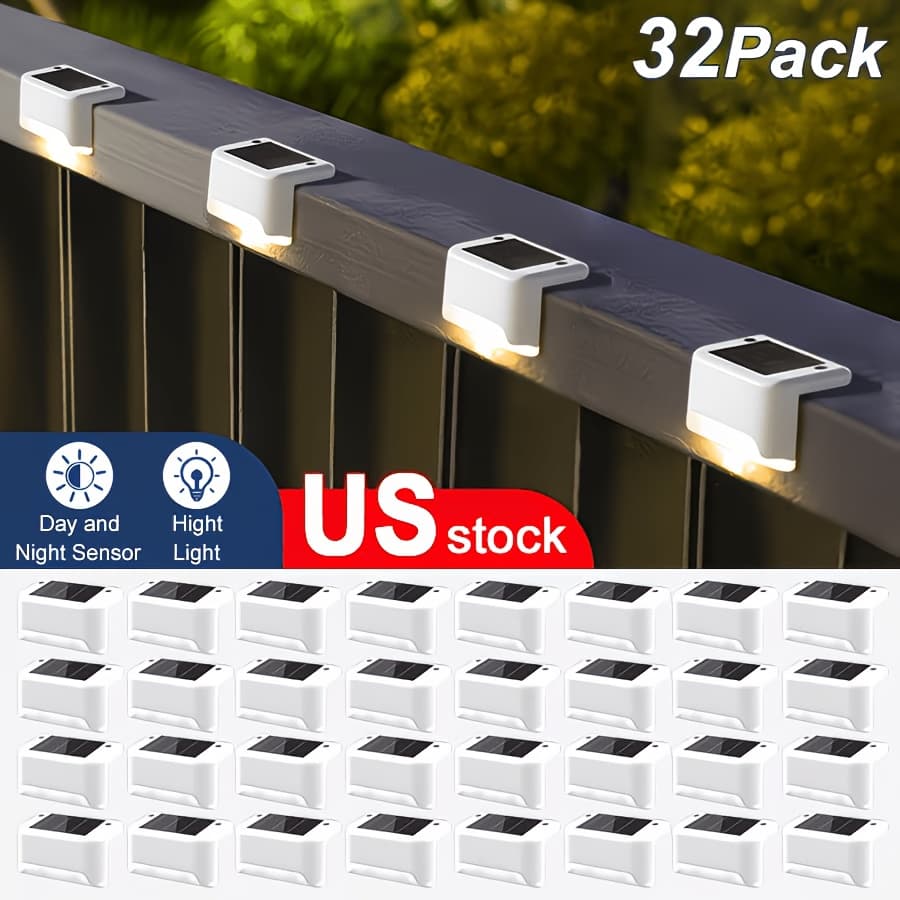 TEMU 16/32pcs Solar Led Deck Lamps Auto , 12h Lighting For Outdoor Stairs, Fences &, Warm White Light, , Ideal For Commercial Spaces Like Malls, Hotels, And Libraries, Outdoor Solar Lights