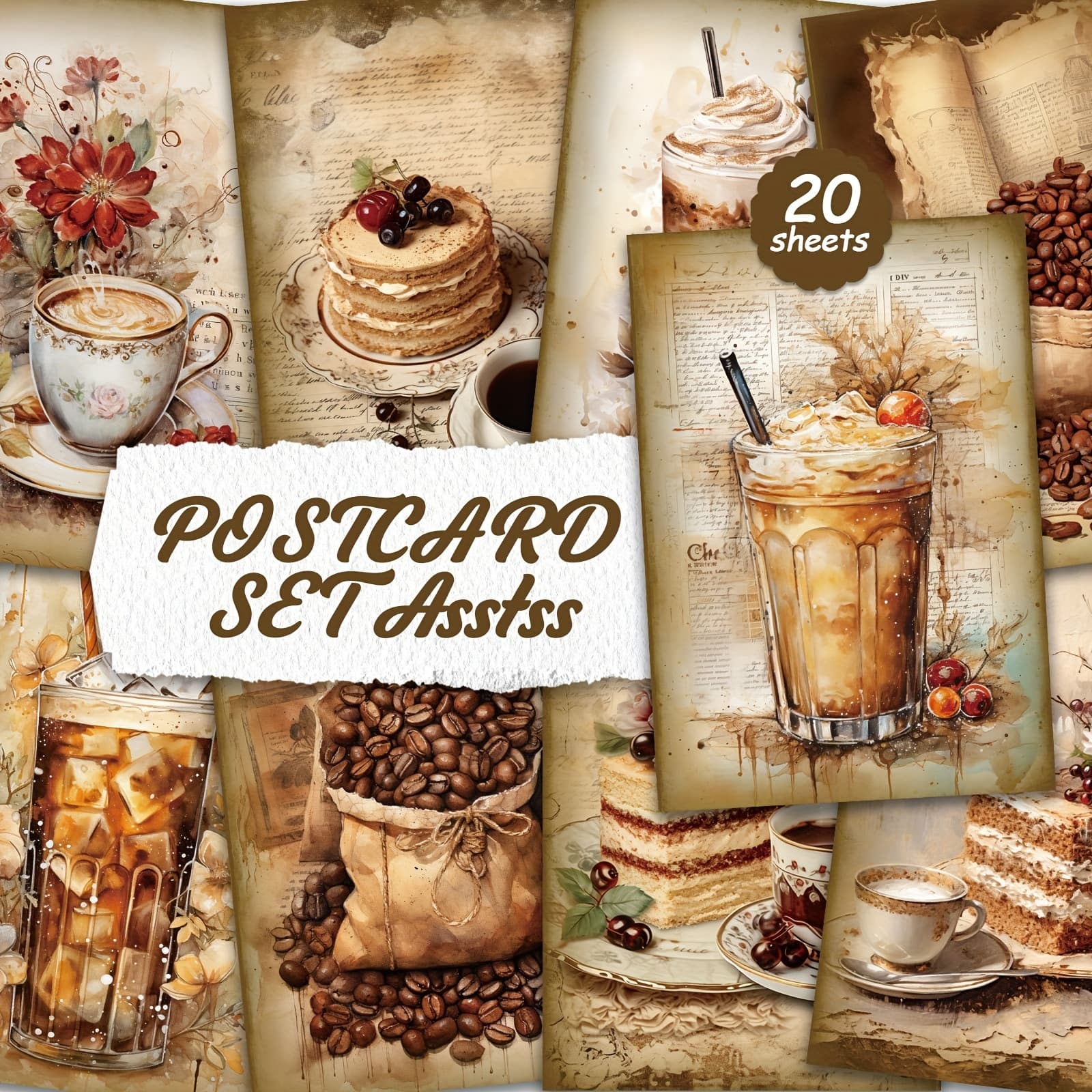 TEMU -style Postcards Sets For Cardboard Writing, Smooth , English Scrapbooking, Trash Diary, Crafts, Greeting Cards