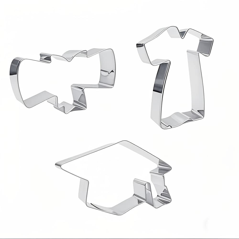 TEMU 3pcs Graduation Season Bachelor Graduation Certificate Bachelor's Uniform Stainless Steel Cookie Mold School High School Graduation Hat Party Fondant Cake Decoration Cutter