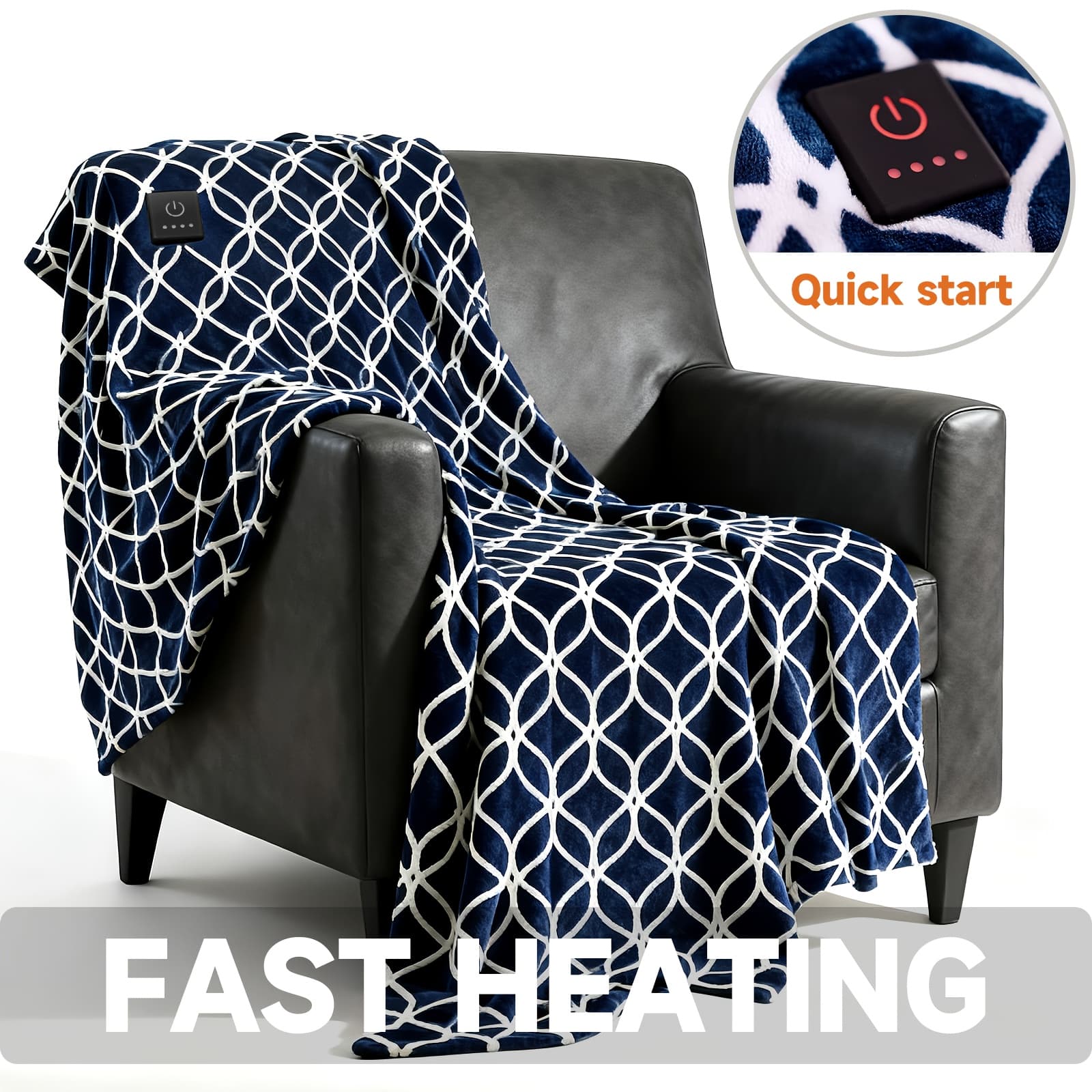 TEMU Electric Blanket With 10 Heat Levels & Auto-off Protection Cozy Warm Soft Flannel Electric Blanket Queen Heating Machine Washable, 50"x60"/ 62"x84"/ 84"x90"/ 100"x90" Gift Blanket For Bedroom
