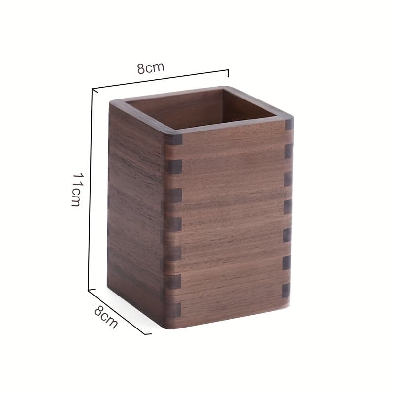TEMU Vintage High-end Solid Wood Pen Holder, Lightweight Desktop Pen Holder For Students, Creative Wooden Storage Box, Makeup Brushes, Foundation Brushes, Eyeshadow Brushes Storage Box
