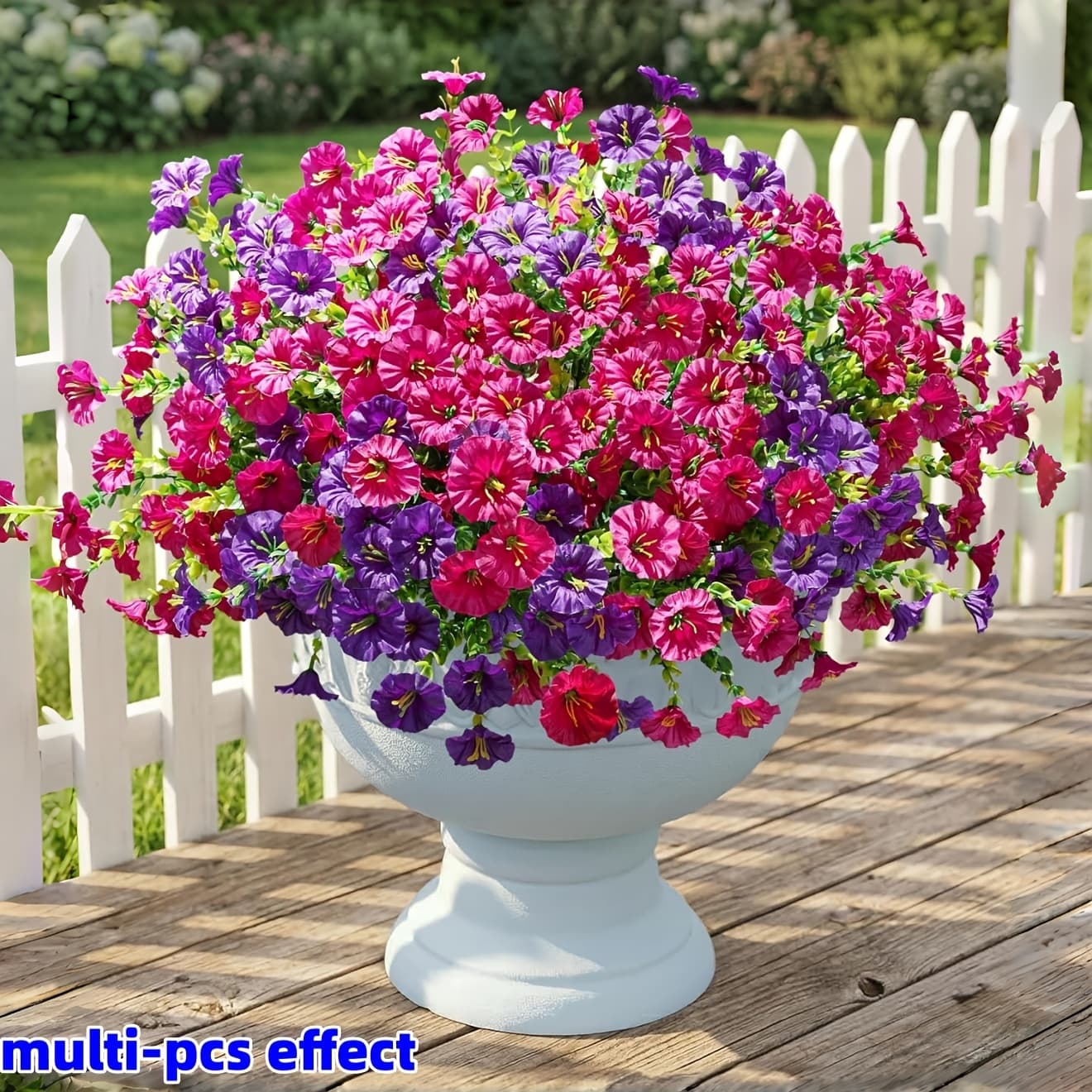 TEMU 36pcs Artificial Flowers For Outdoors Fake Plants Outside, Silk With Eucalyptus + Uv Resistant Realistic Faux Flowers For Porch Planter Garden Patio (purple Fuchsia)