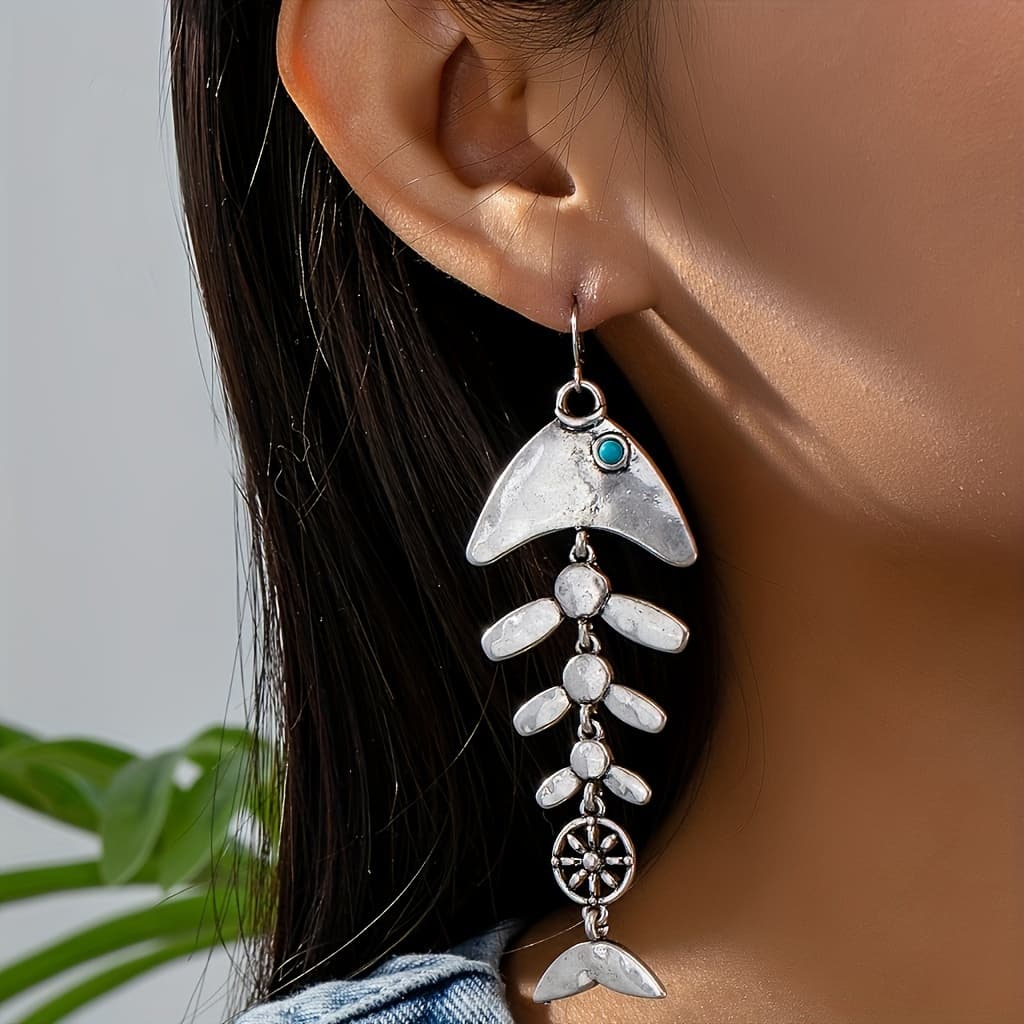 TEMU 1 Pair Of Bohemian Minimalist Niche Design Bone Women's Earrings Suitable For Vacation Parties And Daily Wear